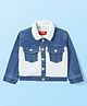 Babyhug Denim Washed Full Sleeves Jackets With Pockets  & Smiley Embroidery In Back - Navy Blue
