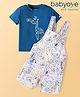 Babyoye 100% Cotton Knit Half Sleeves Animal Printed T-Shirt &  Dungaree - Navy Blue & White