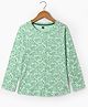 Evimo Single Jersey Knit Full Sleeves Floral Printed Top - Light Green