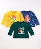 Babyhug Disney Single Jersey Knit Full Sleeves T-Shirts with Disney Princess Graphics Pack of 3 - Green Yellow & Blue