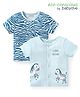 Babyoye Male  100% Cotton Knit Half Sleeves Animal Printed Jhablas Pack of 2 - Blue