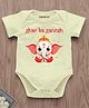 KNITROOT Diwali Theme Half Sleeves Ghar Ka Ganesh Text Printed Onesie - Yellow