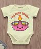 KNITROOT Diwali Theme Half Sleeves My First Diwali Text Printed Onesie - Yellow