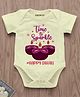 KNITROOT Diwali Theme Half Sleeves Time To Sparkle Text Printed Onesie - Yellow