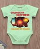 KNITROOT Diwali Theme Half Sleeves Colours Of Happiness Text Printed Onesie - Green