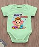 KNITROOT Diwali Theme Half Sleeves Ghar Ka Ganesh Text Printed Onesie - Green