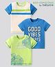 Babyoye 100% Cotton Knit Half Sleeves Text Printed T-Shirts Pack of 3 - Green White & Blue
