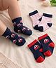 Cute Walk By Babyhug Anti-Bacterial Ankle Length Pack of 3 Socks With Nautical Theme Print - Red & Navy Blue