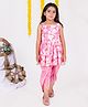 AATYA KIIDS Cotton Sleeveless Lace Embellished & Floral Printed Kurta & Dhoti Set - Pink