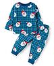 Babyhug Cotton Knit Full Sleeves Santa Claus Printed Night Suit - Royal Blue