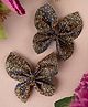 Knotty Ribbons Set Of 2 Glittery Butterfly Alligator Hair Clips - Bronze