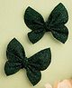 Knotty Ribbons Set Of 2 Glittery Butterfly Alligator Hair Clips - Dark Green