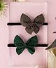 Knotty Ribbons Set Of 2 Glittery Butterfly Baby Headbands - Dark Green & Bronze
