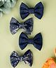 Knotty Ribbons Set Of 4 Denim Alligator Hair Clips - Dark Blue