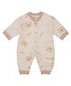 A Toddler Thing Cotton Full Sleeves Teddy Bear & Cute Text Printed Romper - White & Light Brown