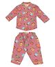 A Toddler Thing Organic Cotton Knit Full Sleeves Animals Printed Shirt & Pajama Set - Pink