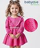 Babyoye Cotton Woven Full Sleeves Textured Frock - Dark Pink