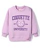 Olio Kids Fleece Knitted Full Sleeves Sweatshirt With Text Print - Mauve