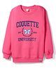 Olio Kids Fleece Knitted Full Sleeves Sweatshirt With Text Print - Dark Pink