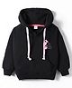 Olio Kids Fleece Full Drop Shoulder Sleeves Hooded Sweatshirt with Heart Print & Kangaroo Pockets - Black