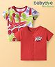 Babyoye Interlock With Eco Jiva Finish Half Sleeves Jhablas With Tropical Print & Aloha Text Print Pack of 2 - Red & White