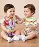 Babyoye 100% Cotton Knit Half Sleeves Eco Jiva Finish Rompers with Tropical Theme Print & Stripes Pack of 2 - Multicolor
