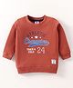 Zero Cotton Knit Full Sleeves Text Printed T-Shirt - Rust Orange