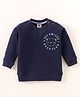 Zero Cotton Knit Full Sleeves  Text Printed T-Shirt - Navy Blue