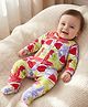 Babyoye 100% Cotton Interlock Knit Full Sleeves Eco Jiva Finish Footed Sleep Suit with Tropical Theme Print - White