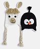MayRa Knits Pack Of 2 Hand Knitted Crochet Animals Designed Caps - Black & White