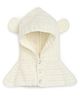 MayRa Knits Hand Knitted Ear Applique Detailed Cap With Button Closure - Cream- 27.94 Cms