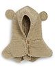 MayRa Knits Hand Knitted Ear Applique Detailed Cap With Button Closure - Brown- 40.64 Cms