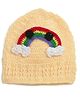 MayRa Knits Hand Knitted Crochet Rainbow & Eyes Applique Detailed Cap - Yellow