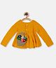 MayRa Knits Hand Knitted Full Sleeves Crochet Floral Basket Embellished Dress - Yellow