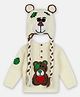 MayRa Knits Hand Knitted Full Sleeves Crochet Bear Designed Sweater With Animal Designed & Ear Applique Detailed Cap - White
