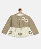 MayRa Knits Hand Knitted Floral Designed Crochet Dress & Shrug Set - Brown