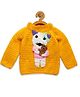 MayRa Knits Full Sleeves Hand Knitted Cat Designed Crochet Sweater - Yellow