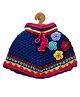 MayRa Knits Hand Knitted Floral Designed Crochet Poncho - Blue