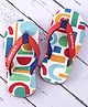 Pine Kids Slip On Flip Flops with Abstract Print - White Red & Blue