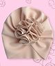 Polka Tots Cotton Solid Flower Cap - Beige- Diameter 17 Cms