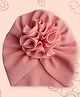 Polka Tots Cotton Solid Flower Cap - Pink