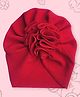 Polka Tots Cotton Solid Flower Cap - Red- Diameter 17 Cms