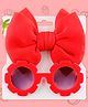 Polka Tots Solid Bow Headband & Floral Sunglasses Set - Red