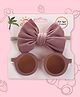 Polka Tots Cotton Solid Bow Headband & Sunglasses Set - Wine