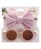 Polka Tots Cotton Solid Bow Headband & Sunglasses Set - Light Wine