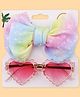 Polka Tots Cotton Polka Dots & Gradient Printed Bow Headband & Heart Shaped Sunglasses Set - Multi Colour
