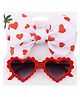 Polka Tots Cotton Hearts Printed Bow Headband & Heart Shaped Sunglasses Set - Red & White