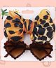 Polka Tots Cotton Leopard Printed Bow Headband & Heart Shaped Sunglasses Set - Brown