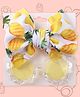 Polka Tots Cotton Pineapple Printed Bow Headband & Floral Shaped Sunglasses Set - Yellow