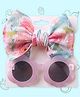 Polka Tots Cotton Floral Printed Bow Headband & Floral Shaped Sunglasses Set - Multi Colour